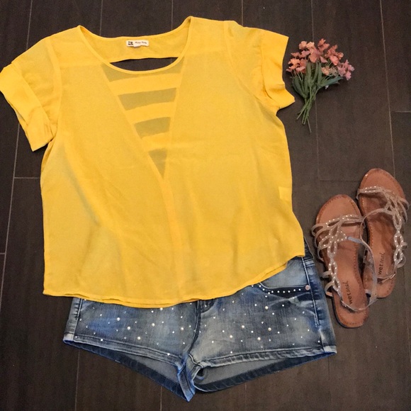 Cotton Candy Tops - Yellow cutout shirt